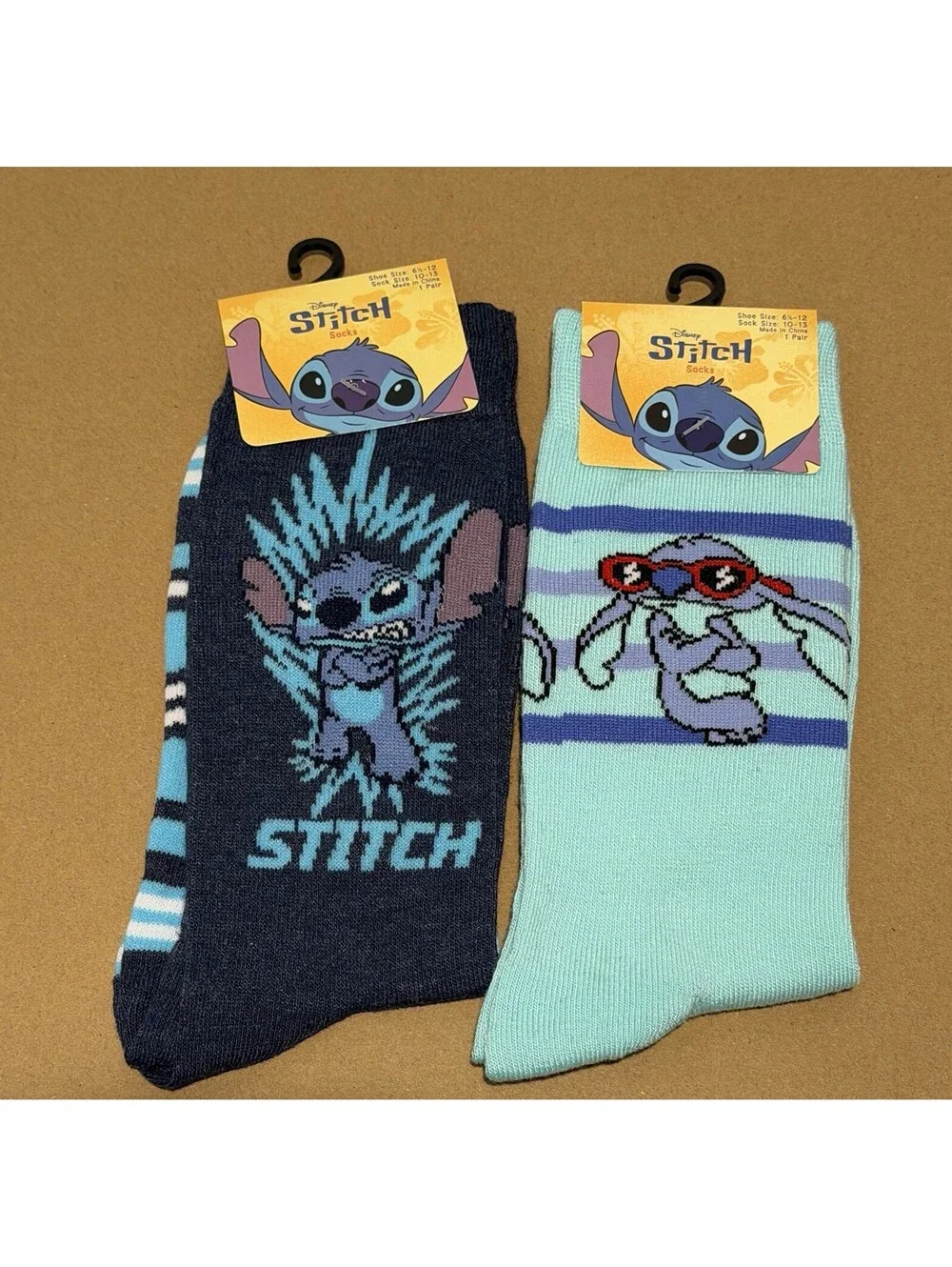 Disney Stitch Socks 2 Pairs Sock Size 10-13 Crew Socks